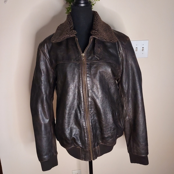Men's Asos Bomber Leather Jacket - Picture 2 of 15